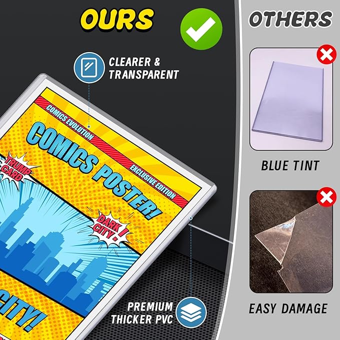 10ct Current Comic Book Toploader, Hard Crystal Clear Comic Book Sleeves, Modern Comic Book Display Sleeves, Premium PVC Comic Book Holder, Comic Book Protector for Storage, Collection