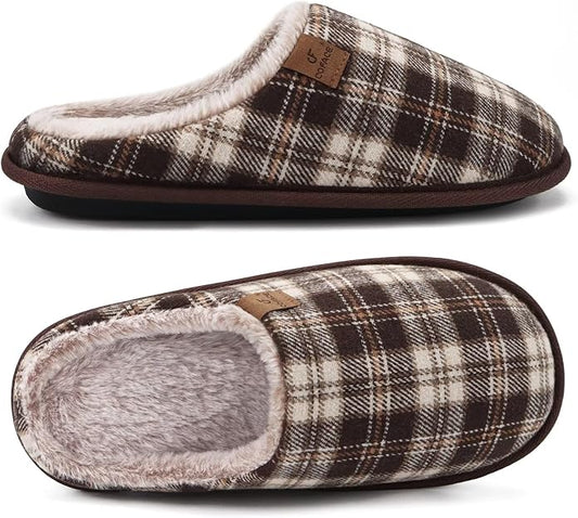 COFACE Mens Cozy Memory Foam Scuff Slippers Casual Slip On Warm House Shoes Indoor/Outdoor Sandal Slippers With Arch Support Rubber Sole Size 7-15