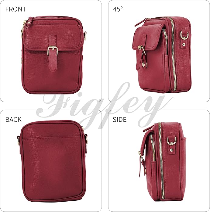 Leather Crossbody Bags for Women Travel Small Crossbody Purse Anti Theft Waterproof Bum Bag with Built in Wallet