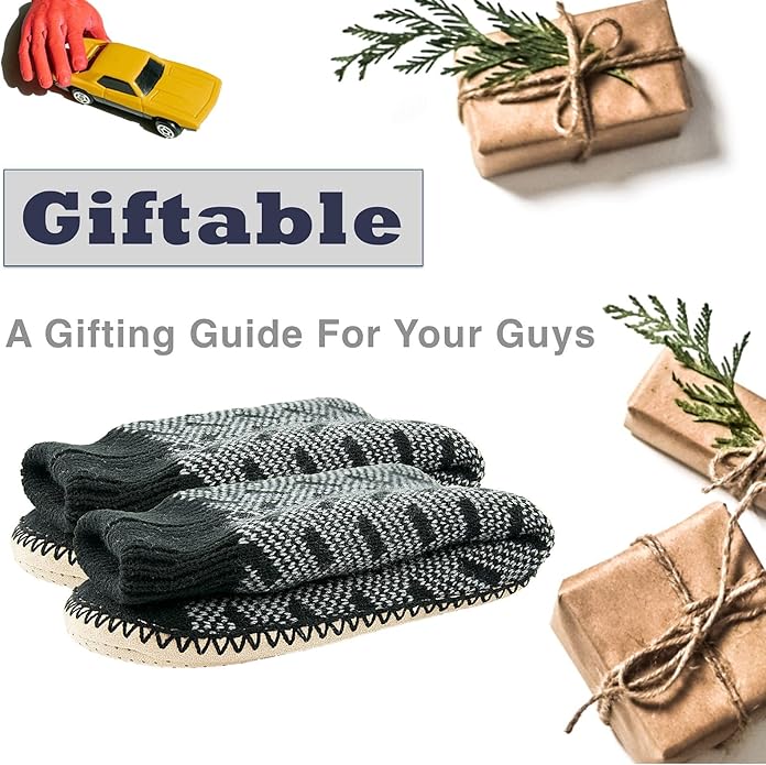 Cozylook Mens Slipper Socks Fleece Lined Non-slip Soles, Winter Soft Thick Cozy Home Boots, Warm Fuzzy House Shoes Indoor