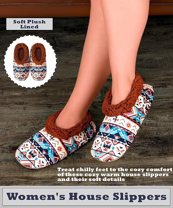 Cozylook Fuzzy Slippers for Women Indoor, Warm Bedroom Slip On Shoes, Winter Fluffy House Socks with Grippers, Cozy Christmas Gifts Unique