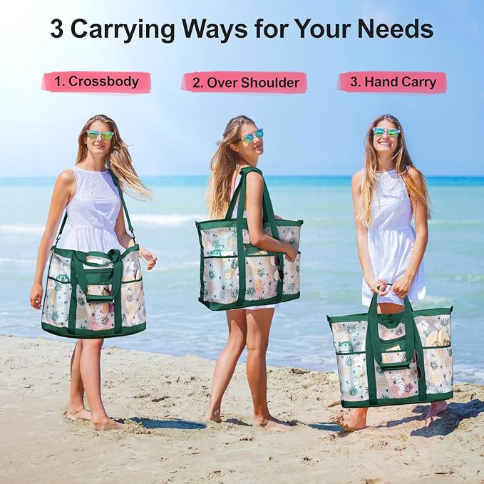 F-color Mesh Beach Bag Family - Large Tote Bag for Cruise Pool Toys Beach Vacation Essentials