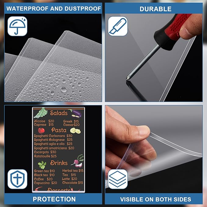 Henoyso 200 Pcs 8.5" x 14" Menu Cover Rigid Print Protectors Clear Heavy Duty Menu Holder Poster Protector Sleeve Hard Plastic Paper Sleeves for Page Sheet Photographs Document Birth Certificate