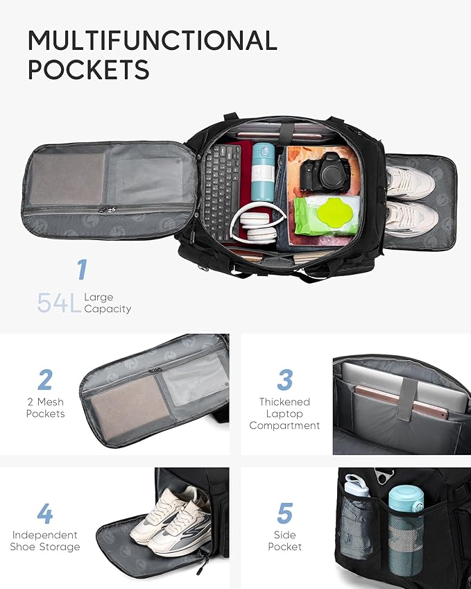 Gym Bag for Men Woman Large 3 in 1 Duffle Bag Sports Bags Tactical Military with Shoes Compartment