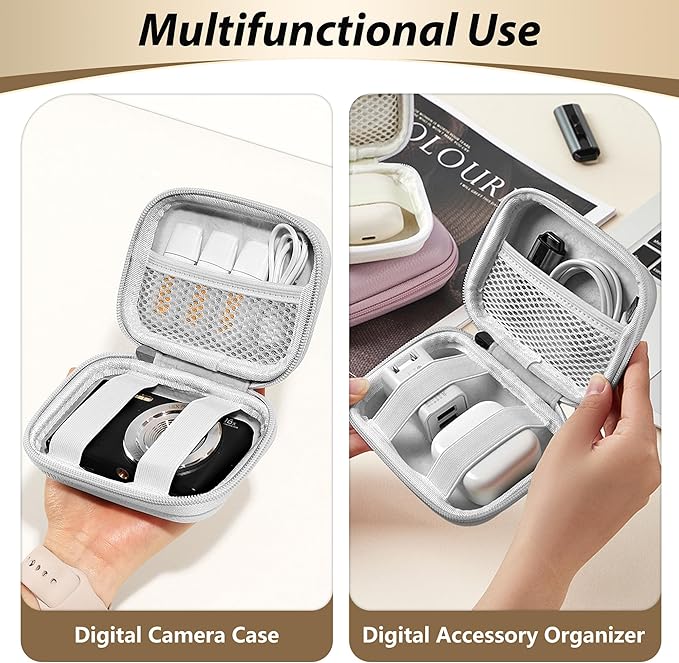 Digital Camera Case for CAMKORY, KODAK PIXPRO FZ45/FZ55, Canon IXUS 285 HS, Lecran, Small Travel Compact Camera Holder with Mesh Pocket for Accessories SD Card (Grey-PU)