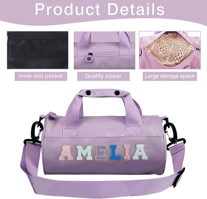 Personalized Dance Ballet Bag for Girls Small Travel Duffle Sport Gym Bag for Kids Weekender Overnight Bags Customized Birthday Gifts for Girls Dancer Students Black