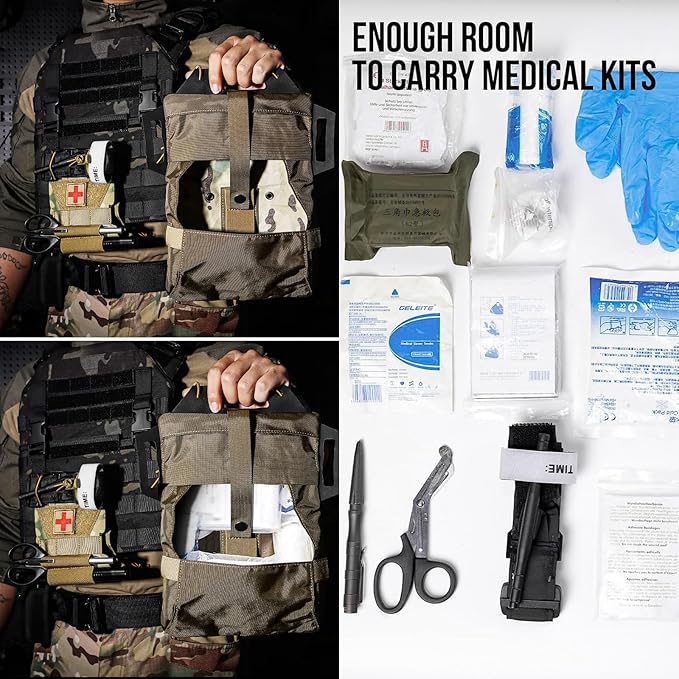 Tactical IFAK Pouch, Rapid Tear-Away First Aid Kit Two-Piece System Medical Pouches Emergency Survival Bag for Outdoor Travel Hiking