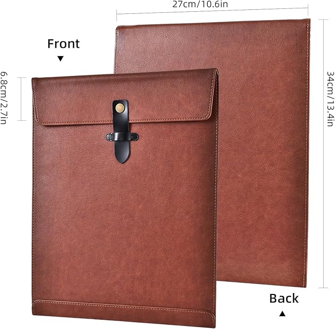 Grey PU Leather File Folder, Snap Closure File Organizer, Important Document Folder, Document Organizer, Laptop Sleeve Notebook Case, Leather Folder A4 Envelopes Filing Folder