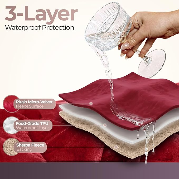Sacred Weapon Blanket Waterproof and Stain Proof – Water Proof Blanket for Bed & Couch – Splash Throw Blanket VIP – Washable King, Queen Mattress Protector Waterproof – Dark Red 80"x80"
