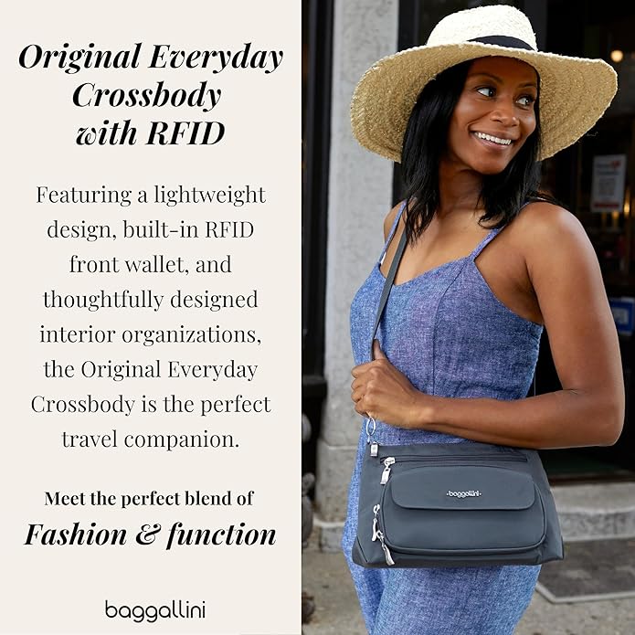 Baggallini Original Everyday 11x7.5 Crossbody Bags Rfid Protected Lightweight Nylon Zippered Travel Purse