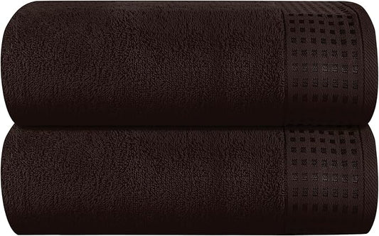 GLAMBURG 100% Cotton Oversized 2 Pack Bath Sheets 35x70, Ultra Soft Highly Absorbant Compact Quickdry & Lightweight Large Bath Sheet Set, Ideal for Gym Travel Camp Pool - Chocolate Brown
