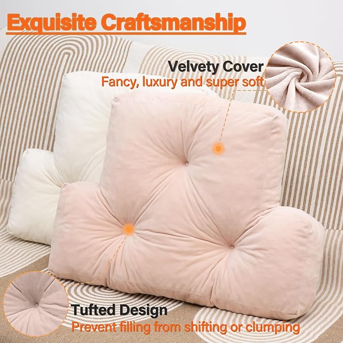 Back Pillow for Chair, Memory Foam Lumbar Pillow for Back Support, Back Rest Cushion for Office, Sofa, Couch Sitting, Recliner, Bed and Lower Back Pain (Pink)