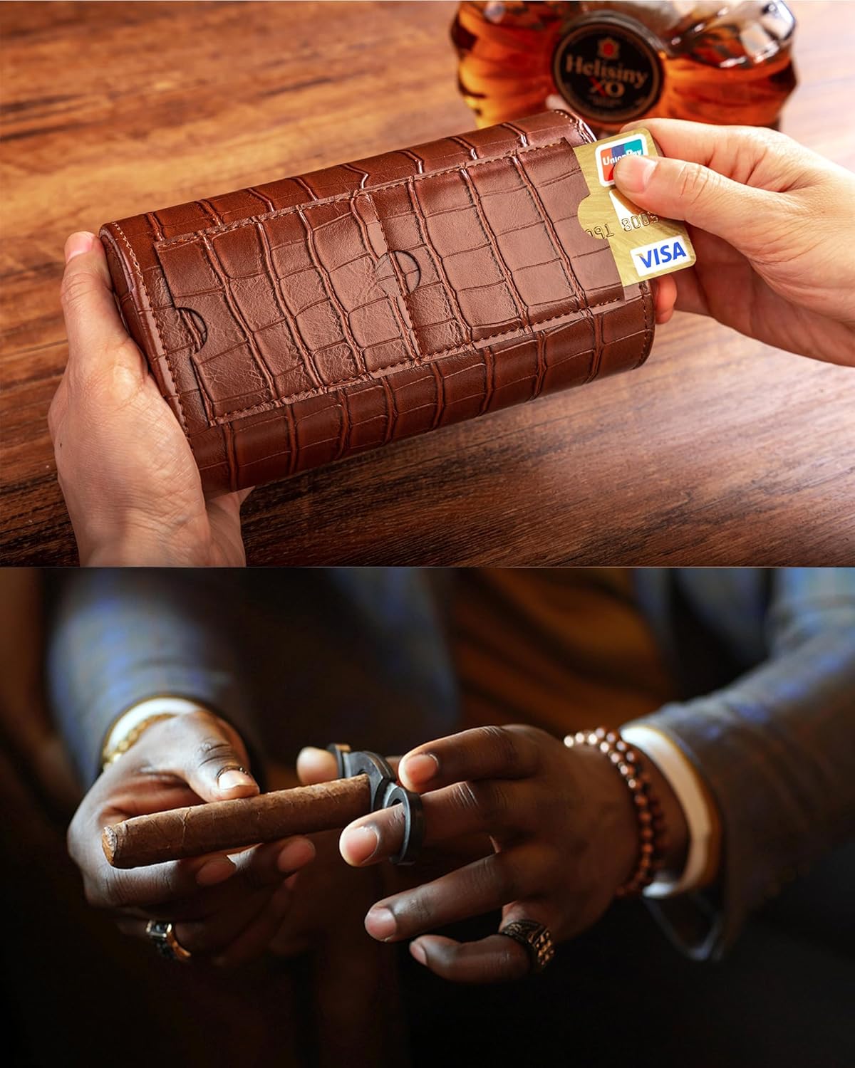 MR.OKAY 2 Watch Travel Case- Classic Leather Watch Case With Superb Texture.(Portable Watch Roll Or Organizer For Storage And Display).Festival Gift For Men ndcrafted By Artisans.