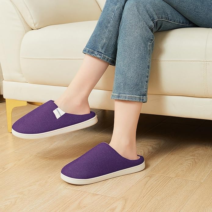 HUXMEYSON Slippers for Women, Womens Slippers Indoor Outdoor with Memory Foam, Cozy & Warm House Slippers for Woman with Anti-Slip Rubber Sole