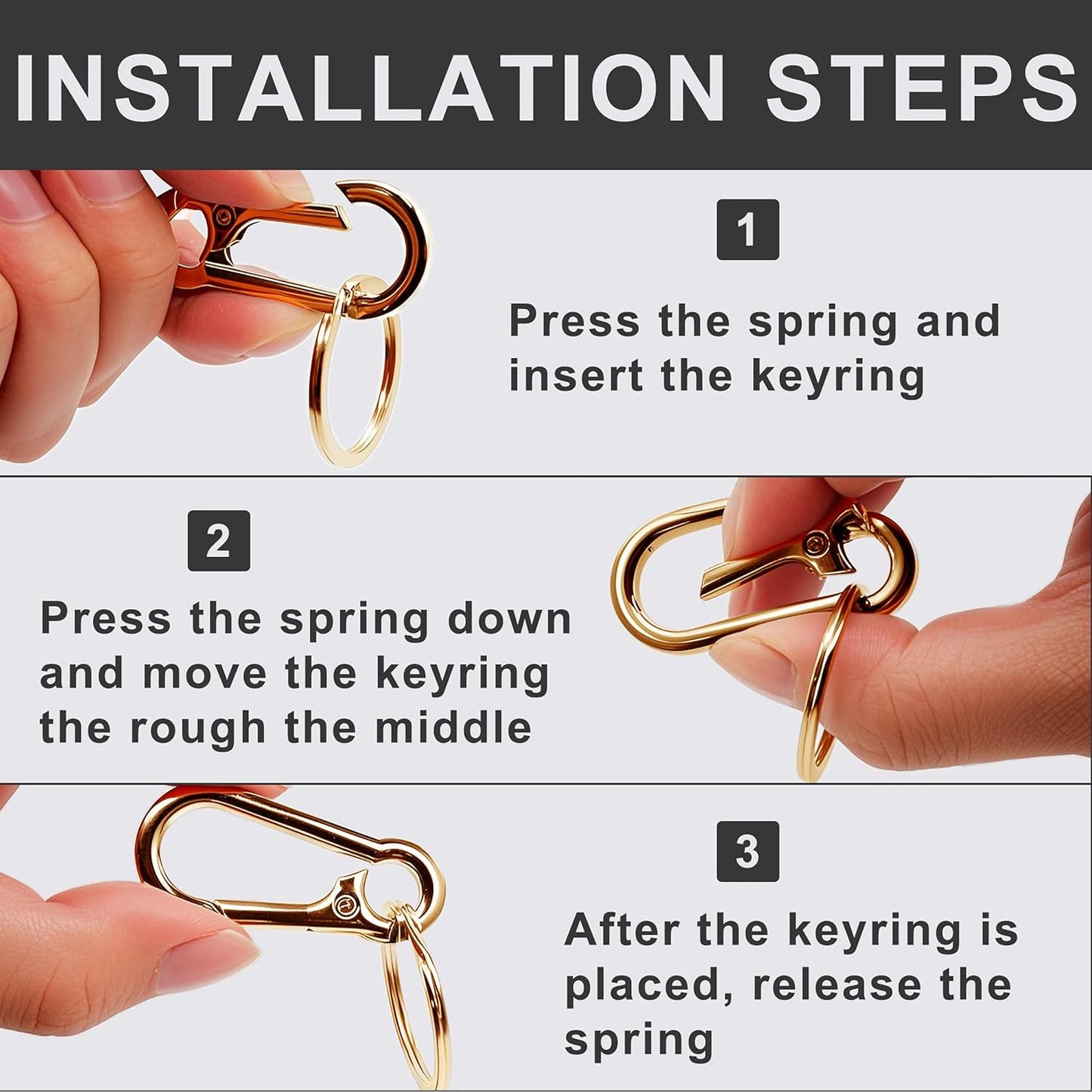 Keychain Keyring Set for Men Women Classic Metal Home Car Key Holder Organizer Portable Carabiner Clip Accessories 2PCS