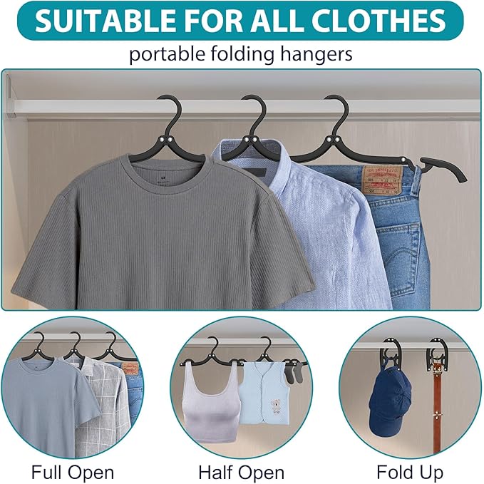 20 Pcs Travel Hangers Set Hanger Organizer with 7 Compression Packing Cubes and Clothesline, Plastic Cruise Ship Essentials