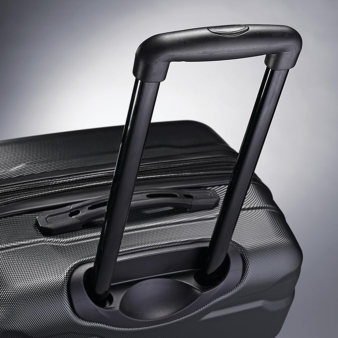 Samsonite Omni PC Hardside Expandable Luggage with Spinner Wheels, Black, Checked-Medium 24-Inch
