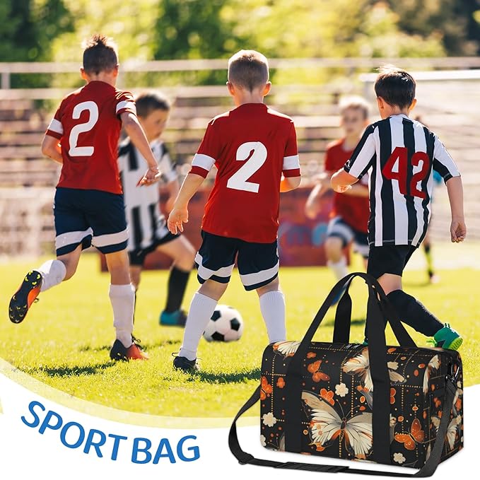 Orange Butterflies Overnight Travel Bag Unisex Carry-On Size Tote Bag Suitable for Travel Duffle Gym Sports