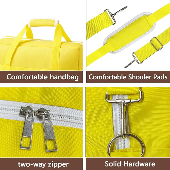 Gym Bag for Women Men, Water-Resistant Duffle Bag for Travel Sports, Lightweight Carry On Bag with Handles and Detachable Shoulder Strap (Yellow)