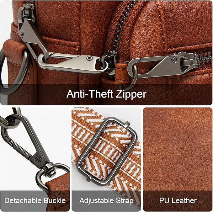 Small Leather Crossbody Bags for Women Anti theft Purses and Handbag Shoulder Hangbag with Wide Strap Tassel