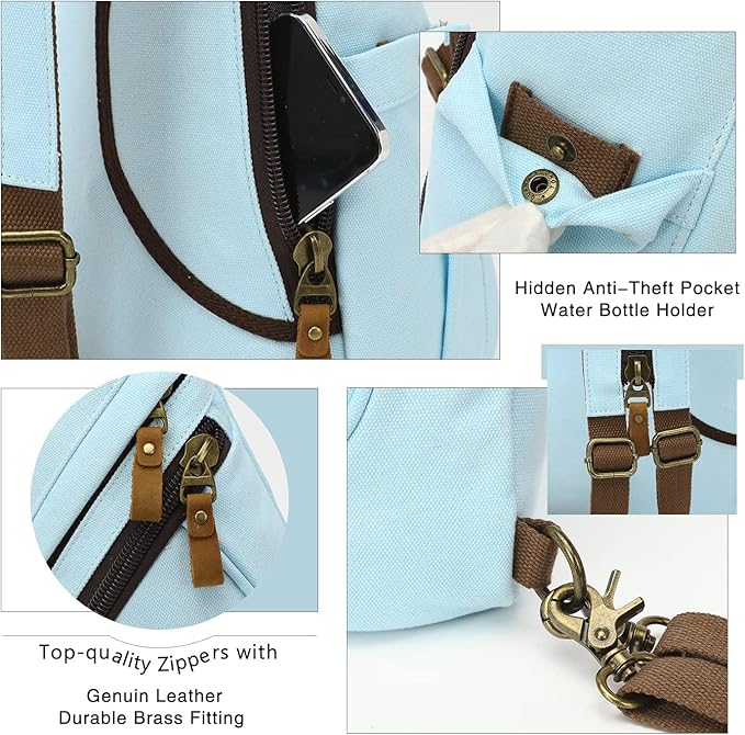 KL928 Canvas Sling Bag - Small Crossbody Backpack Shoulder Casual Daypack Rucksack for Men Women(LightBlue)