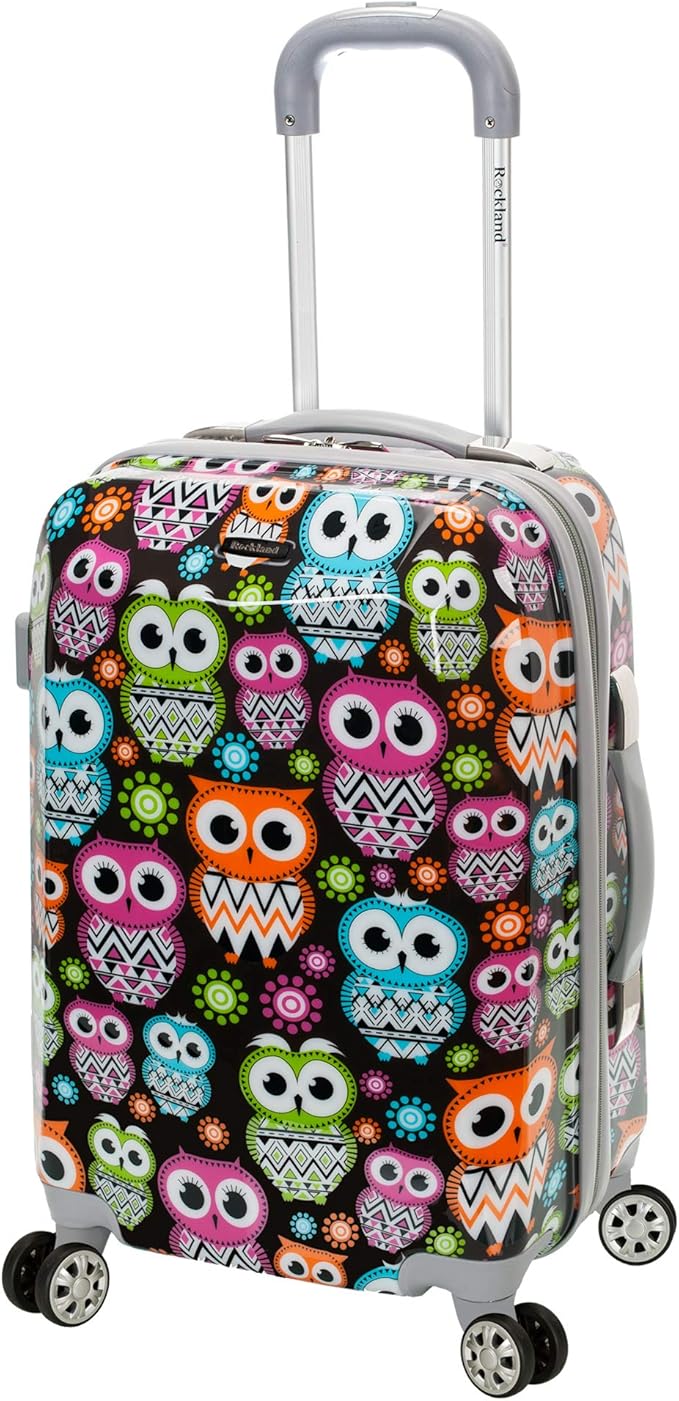 Rockland Vision Hardside Spinner Wheel Luggage, Owl, Carry-On 20-Inch (F151-OWL)