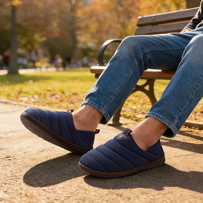 RockDove Men's Pufflite Two-Tone Quilted Loafer Slipper with Indoor/Outdoor Sole