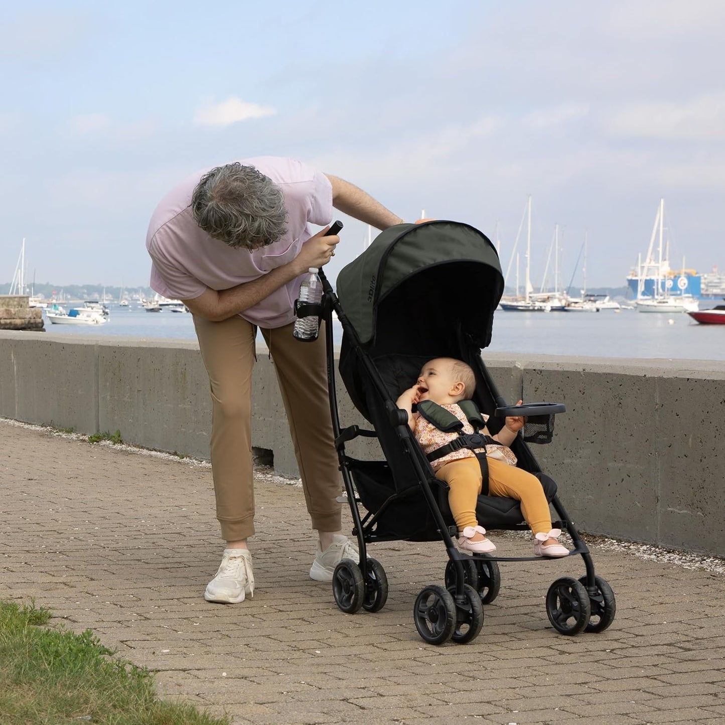 Summer Infant Ingenuity 3Dlite Convenience Stroller, Green–Lightweight Stroller with Aluminum Frame, Large Seat Area, 4 Position Recline, Extra Large Storage Basket–Infant Stroller for Travel & More