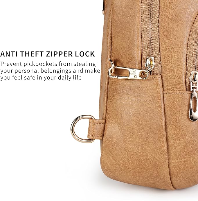 Crossbody Purses Bags for Women Travel, Anti Theft RFID Blocking Sling Chest Bag, Small Vegan Leather Purse for Casual
