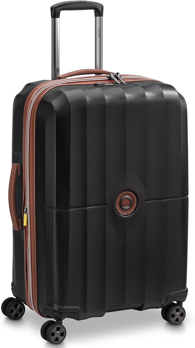 DELSEY PARIS Carrousel Hardside Expandable Luggage with Spinner Wheels, Black, Checked-Medium 24 Inch