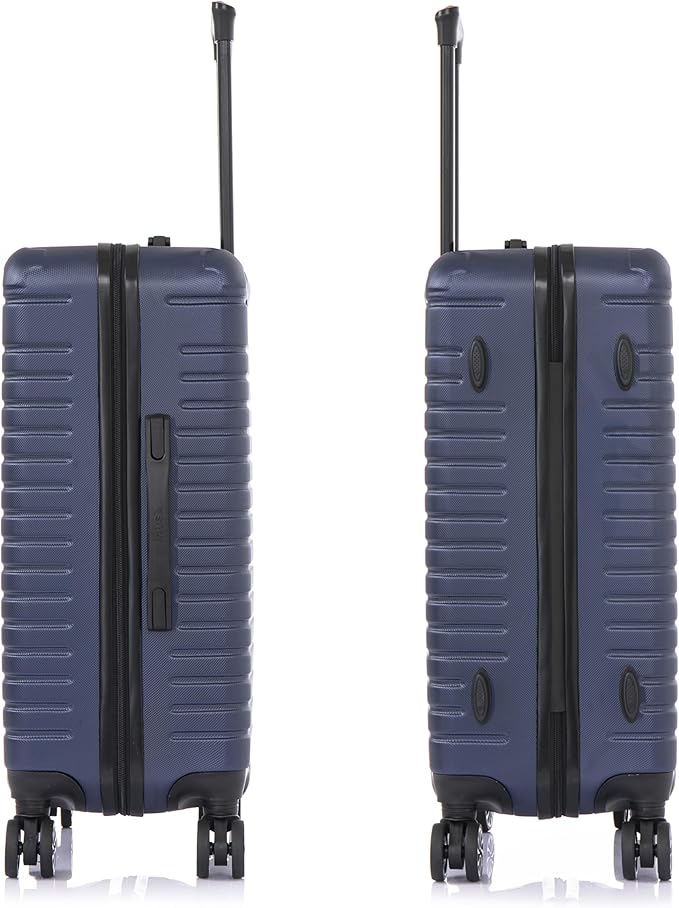 InUSA DEEP Luggage with GEL Handle | Spacious Traveling Suitcases, Travel Suitcase with Dual Spinner Wheels and Studs | 24 Inch Medium Hardside Luggage | Blue