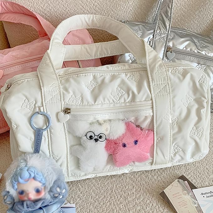 Ballet Dance Bag for Girls Toddler Dance Bags for 4-6 Ballerina Small Overnight Sleepover Gym Bag,with Kawaii Ita Bags Pin Display Pocket
