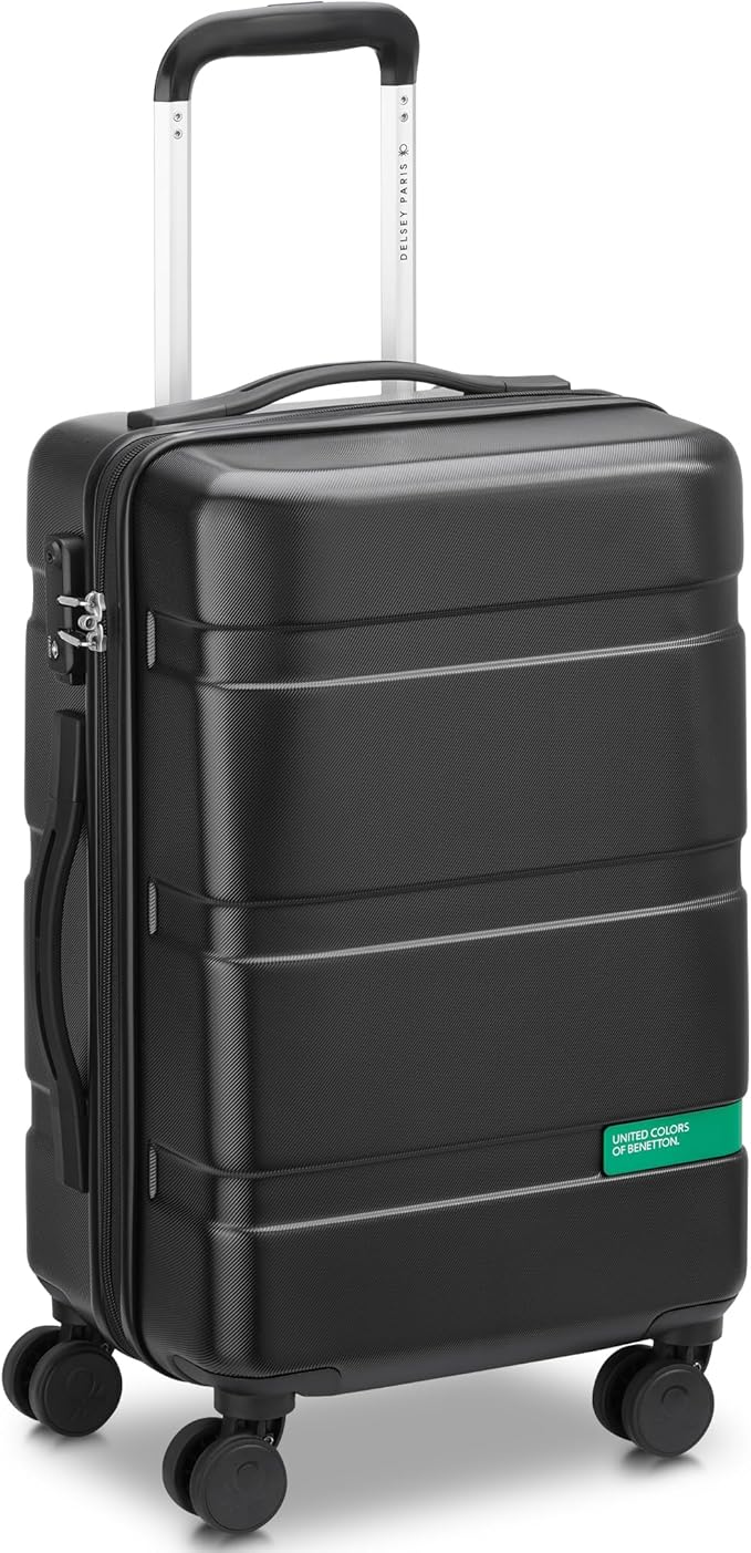 United Colors of Benetton Now! Hardside Luggage with Spinner Wheels, Black, Carry-On 19 Inch