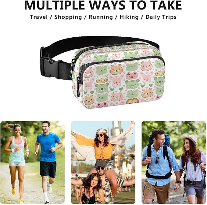 Kawaii Animal Fanny Pack for Women Men Water Resistant Fashion Waist Packs with Adjustable Strap Belt Bag for Travel Workout Jogging Hiking 21219448