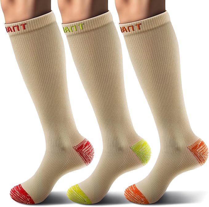 BULLIANT Compression Socks 3Pairs-15-20mmHg Circulation Support Men Women Hiking Sports Recovery-Upgraded Wicking Tech