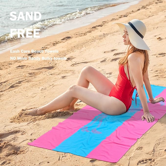 cabanana Microfiber Beach Towels Oversized - Quick Dry Beach Towels, Lightweight Soft for Travel, Large Size 70x35 Pool Towel Beach Essentials (Flamingo Pink)