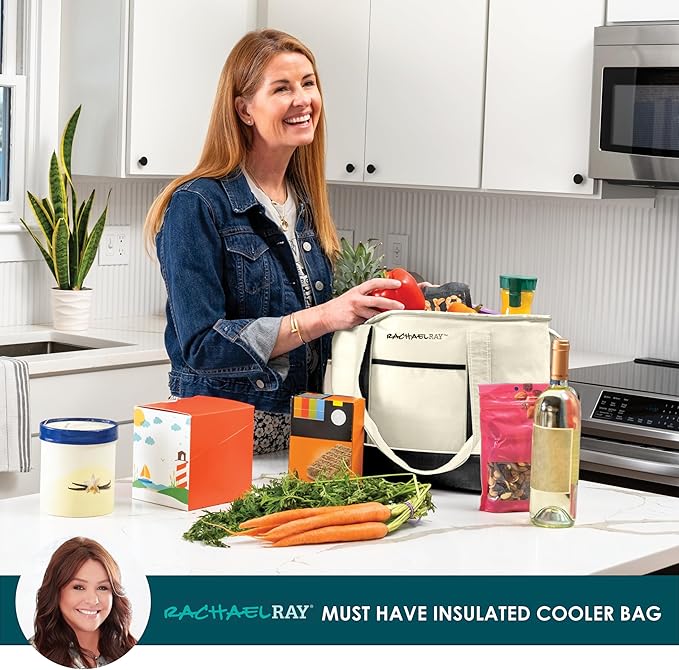 Rachael Ray Insulated Thermal Canvas Tote, Ivory