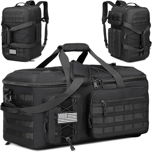 65L Gym Bags for Men, 3 in 1 Travel Duffle Bag with Shoe Compartment, Tactical Military Backpack for Overnight Weekender Gym Traveling Workout Deployment