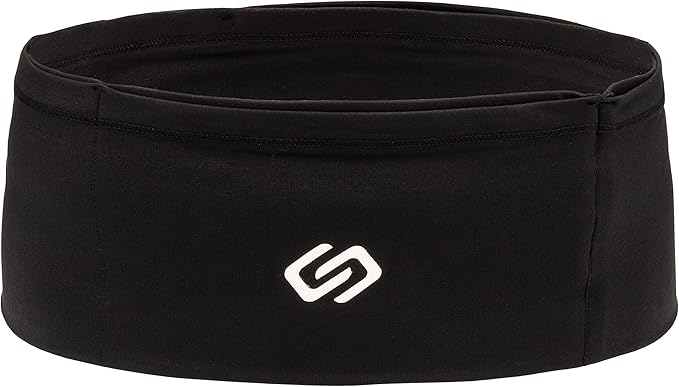 Sporteer VersaMax Anti-Theft Running Belt - Secure Double-Flap Waist Pack - Fits All Mobile Phones - Pickpocket-Proof Travel Money Belt & Medical Device Holder - Premium Nylon Spandex (Black, XS)