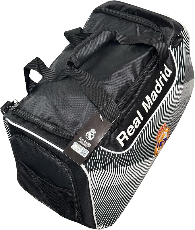 Real Madrid Soccer/Football Travel Duffle Bag – Black & White Sports Gym Bag