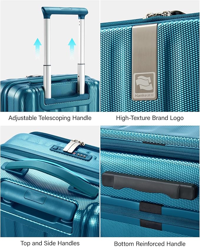 Hanke 26 Inch Expandable Luggage Top Opening Checked Bag Luggage Hard Shell Suitcases with Wheels Lightweight Travel Luggage Heavy Duty Luggage Suitcase with Lock for Woman Men-Caribbean Blue