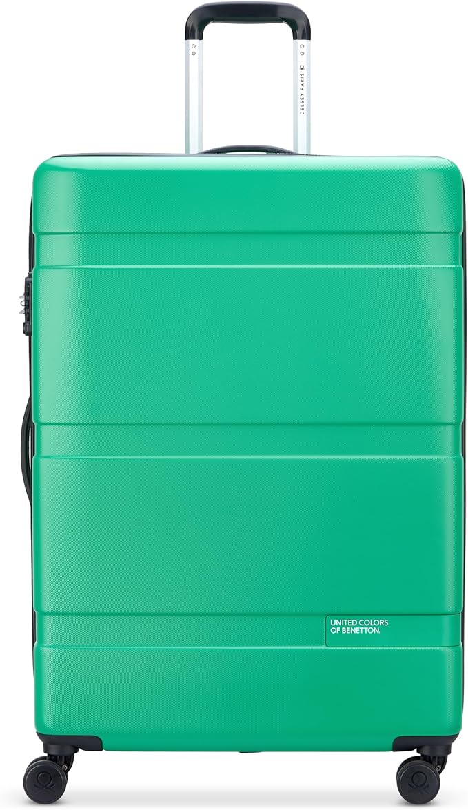 United Colors of Benetton Now! Hardside Luggage with Spinner Wheels, Green, Checked-Large 27 Inch