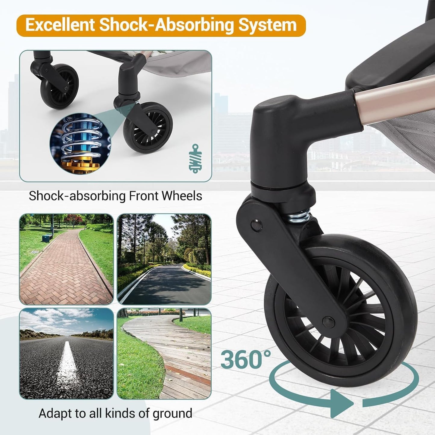 Jojoka Lightweight Stroller for Airplane,Compact Strollers for Travel,Foldable Toddler Pushchair with Carry Bag, Storage Basket, Rear Brakes, Adjustable Awning(Grey)