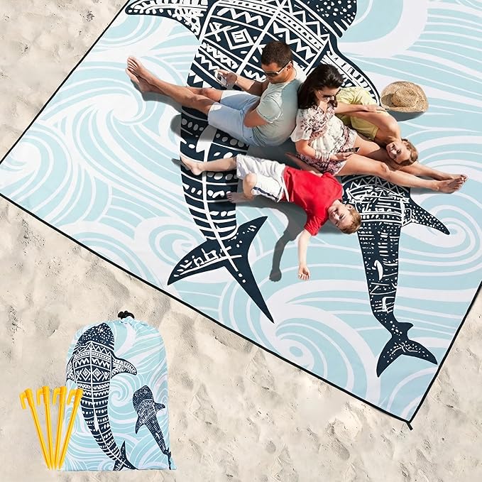 Beach Blanket Waterproof Sandproof Extra Large Beach Mat 79" X 83"/120"x108"for 1-8 Adults Quick Drying Durable Outdoor Picnic Mat for Beach Travel Camping Hiking