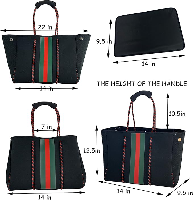 QOGiR Neoprene Multipurpose Beach Bag Tote with Inner Zipper Pocket … … … …