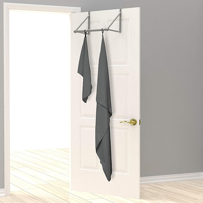 EPAuto Microfiber Fast Drying Towels 2-Pack (60" x 30", 24" x 15") for Travel, Gym, Camping, Beach and Backpacking, Gray