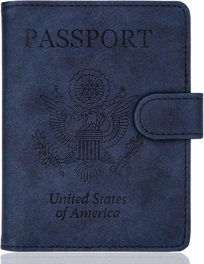 WALNEW Passport Holder Cover Case RFID Passport Travel Wallet, Navy Blue