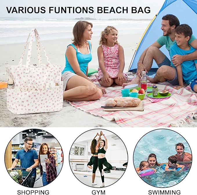 Bluboon Beach Bags for Women, Large Waterproof Tote Bag With Wet Compartment for Pool Weekender Travel Gym