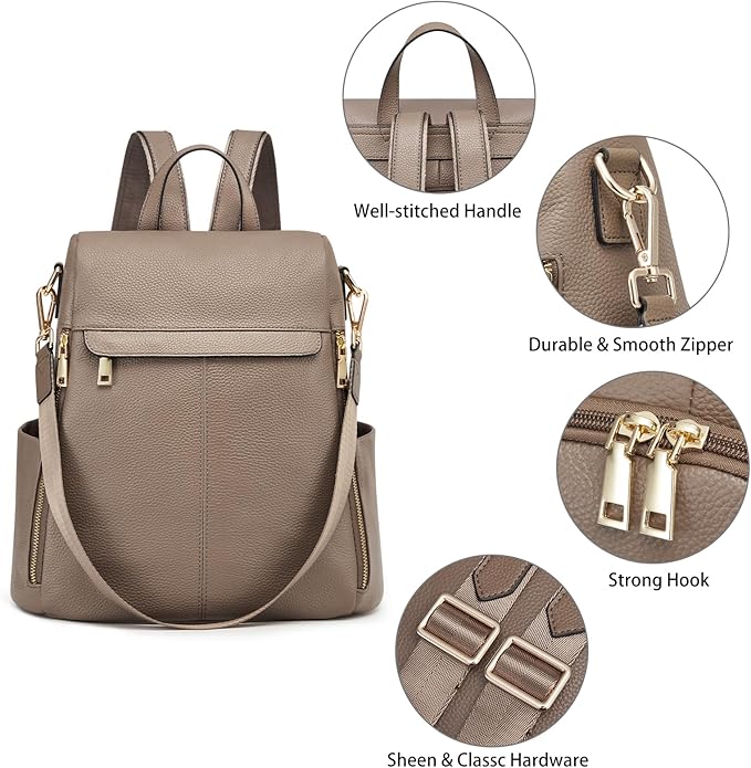 Kattee Women's Anti-Theft Backpack Purse Genuine Leather Shoulder Bag Fashion Ladies Satchel Bags