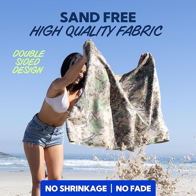 SUN NINJA Microfiber Beach Towel - Sand Free, Quick Dry, Lightweight & Compact for Beach, Pool, Yoga and Camping - 63x32 inch Super Absorbent, Large Sand Free Swim Towels for Adults and Kids